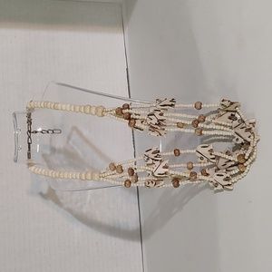 Faux Ivory Carved Elephant Necklace